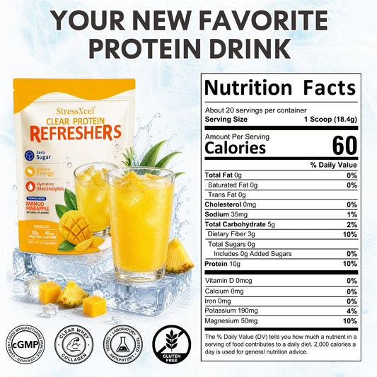 Mango Pineapple Clear Protein Powder | Electrolyte Hydration Drink Mix with 10g Protein