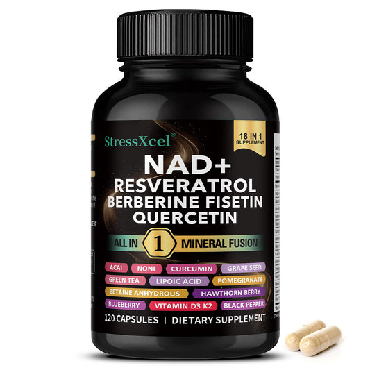 StressXcel NAD+ Resveratrol Complex – 18-in-1 Dietary Supplement