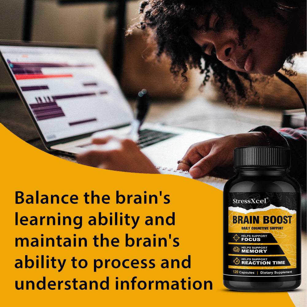 StressXcel® Brain Boost Nootropic Supplement – Daily Cognitive Support for Focus, Memory & Mental Clarity (120 Capsules)
