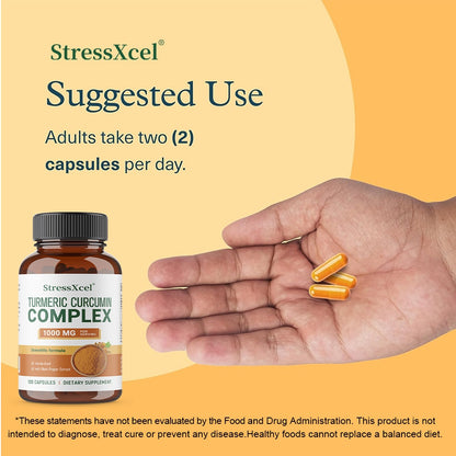 StressXcel Turmeric Curcumin Complex – 1000 mg, Black Pepper Extract