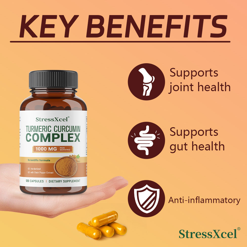 StressXcel Turmeric Curcumin Complex – 1000 mg, Black Pepper Extract