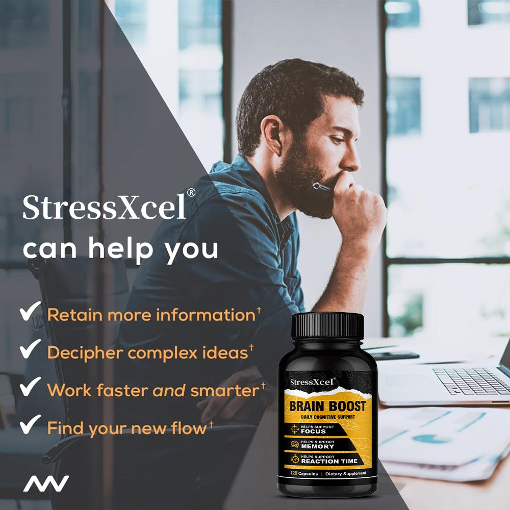 StressXcel Brain Boost – Cognitive Support Supplement with L-Theanine, Alpha GPC & Bacopa