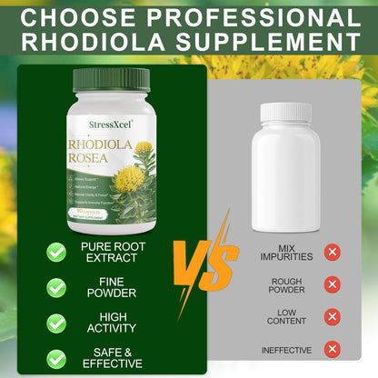 Rhodiola Rosea Extract Supplement 90 Capsules – Stress Relief, Energy & Mental Focus Support