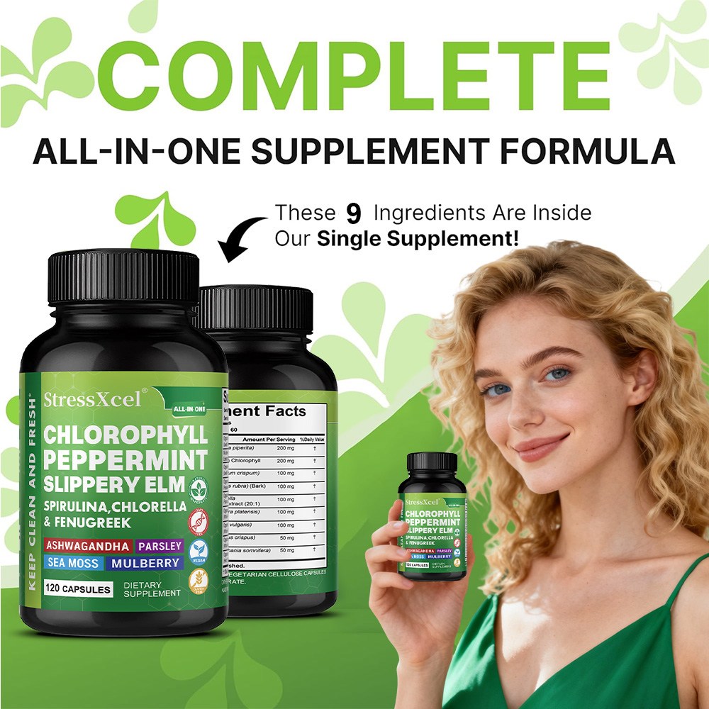 StressXcel Chlorophyll Peppermint Complex – Herbal Digestive Wellness Support