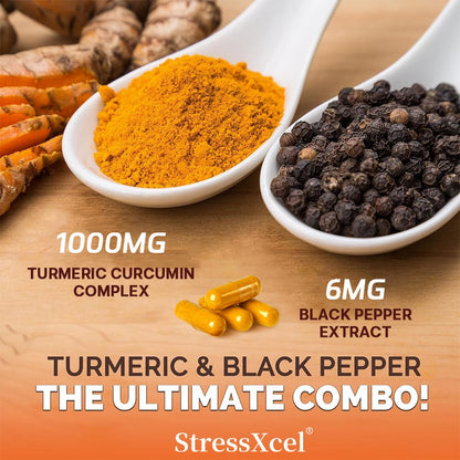StressXcel Turmeric Curcumin Complex – 1000 mg, Black Pepper Extract
