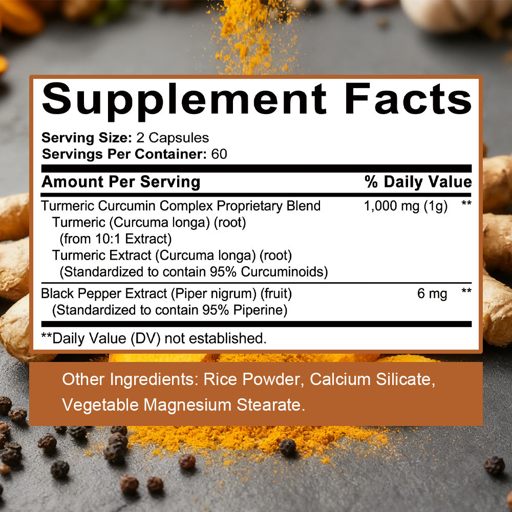 StressXcel® Turmeric Curcumin Complex 1000mg with Black Pepper Extract – High Absorption Joint Support & Anti-Inflammatory Formula (120 Capsules)
