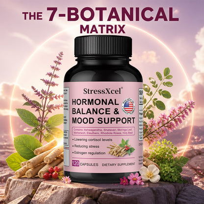StressXcel® Hormonal Balance & Mood Support Supplement – Ashwagandha, Rhodiola & Shatavari Capsules for Cortisol Control, Stress Relief & Estrogen Regulation (120 Capsules)