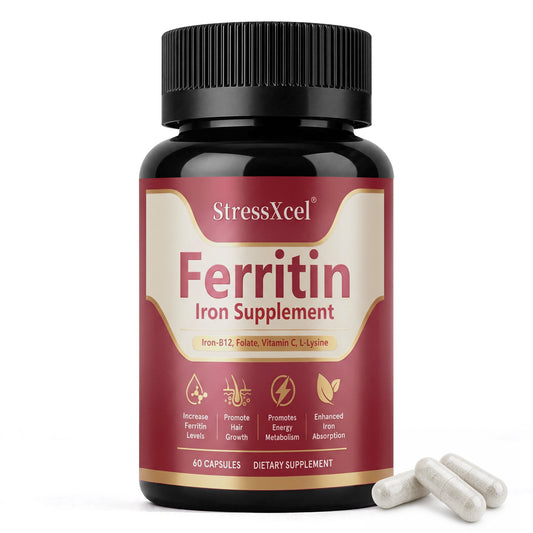 Ferritin Iron Supplement Capsules | Iron, Vitamin B12, Folate & Vitamin C Complex for Energy Support