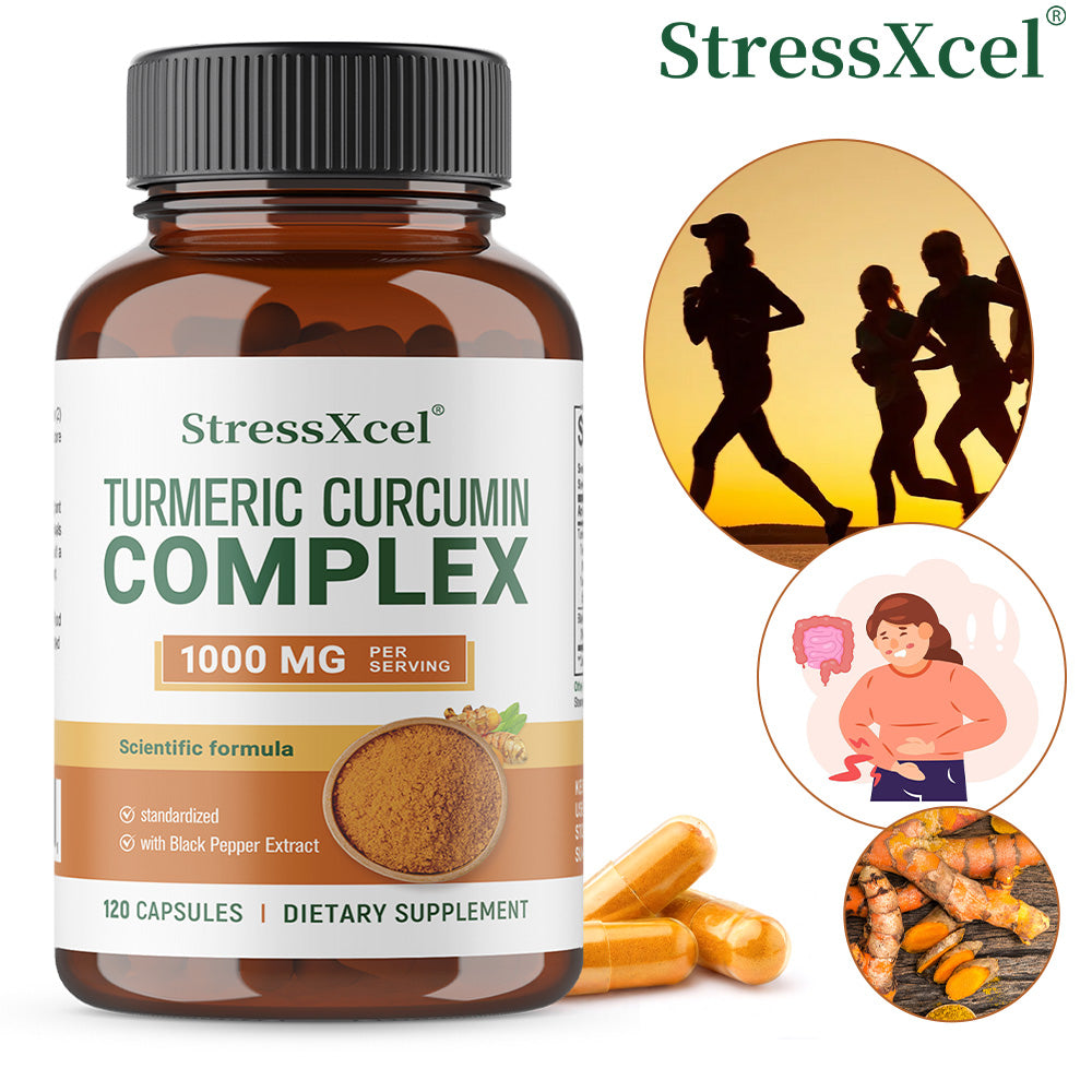 StressXcel® Turmeric Curcumin Complex 1000mg with Black Pepper Extract – High Absorption Joint Support & Anti-Inflammatory Formula (120 Capsules)